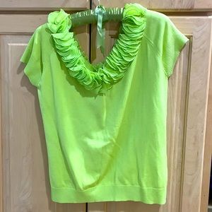 D&Y short sleeve lime green silk top